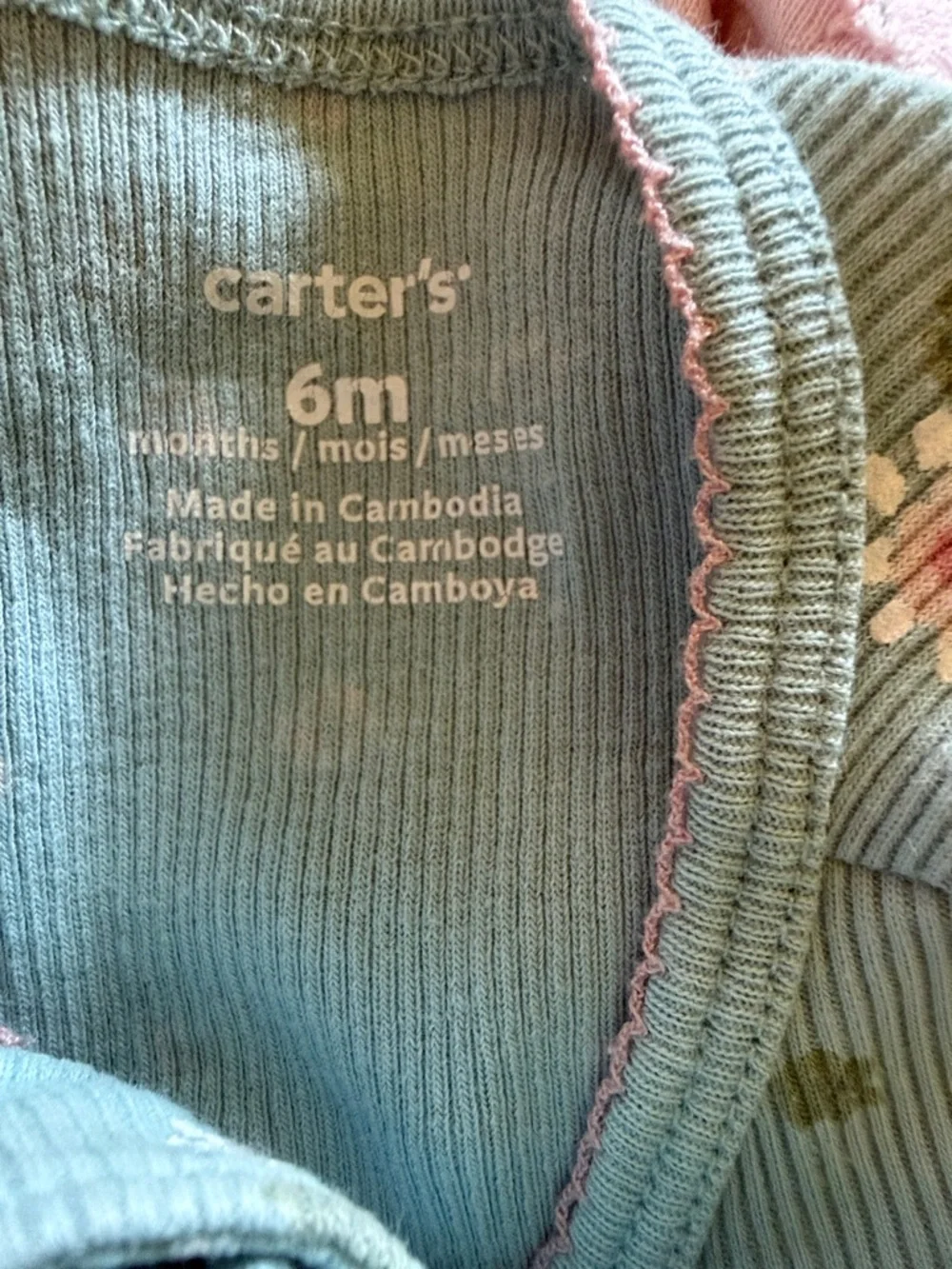 Carter’s Baby Girls' Mixed Printed Footed One-Piece Sleepers.Pink, Mint, Cream.